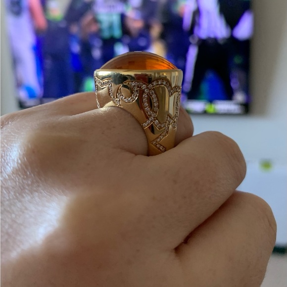 Pasquale Bruni 18 k Gold Citrine Diamond Cocktail Ring 31 gr $6500 retail - Picture 5 of 8